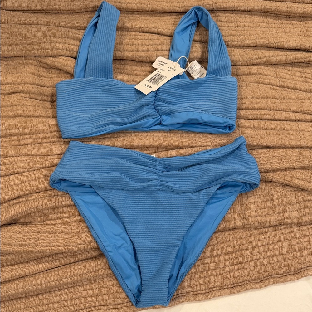 Ribbed Light Blue Bikini Set NEW WITH TAGS